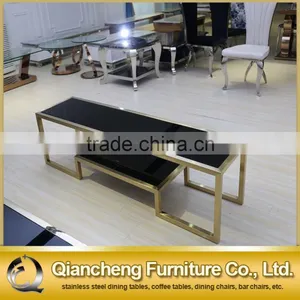 Eurpean Style Stainless Steel Golden Glass tv Stand thumbnail-3