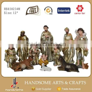 8 Inch Resin Craft Wood Grain Christmas Religious Items Nativity Set thumbnail-3