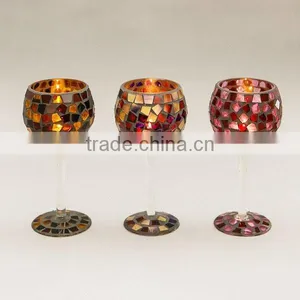 Red Mosaic Goblet Candle Holders thumbnail-1