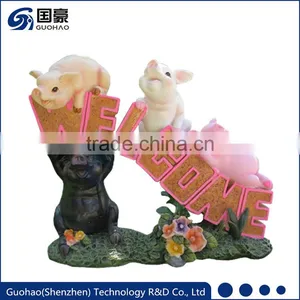 Attractive Welcome Pig Garden Sign Statue thumbnail-1