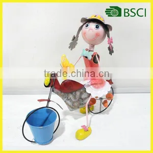 Adorable Girl Antique Metal Flowerpot for Garden Decoration thumbnail-1