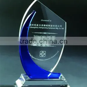 Jingyage Customized Glass Award Plaque Flame Blue White Glass Trophy thumbnail-1