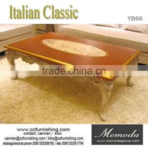 YB66 Italian Solid Wood Antique Table/Baroque Style Luxury Coffee Table Italian Gold Leaf Furniture thumbnail-1