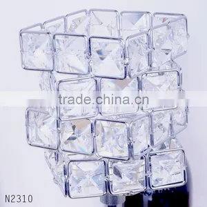 New Arrival The Cube Shaped Crystal Candlestick Metal Plated Candle Holder Stand for Home Decor thumbnail-4