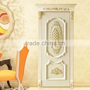 Luxurious Imperial Gold and White Solid Wood Artistic Carving Swing Single Door BF12-05234a thumbnail-1