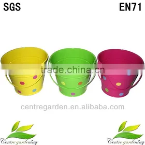 Mini Metal Shallow Flower Pot With Handle thumbnail-1