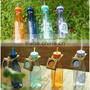 Rainbow Milk Bottles With Lids and Straws thumbnail-1