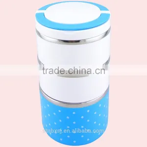 Portable 3 Compartments Stainless Steel Insulated Tiffin Lunch Box thumbnail-4
