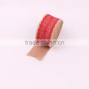 Decorative 28mm Wide Wire Edge Burlap Ribbon thumbnail-6