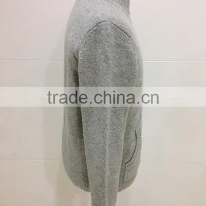 Mens Zipper Cardigan Lambswool Sweater Coat With Lining thumbnail-4