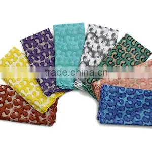 100% High Quality African Guangzhou Lace Fabric Tulle Lace Fabric Multi Color thumbnail-6
