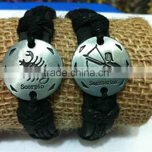 Zodiac Sign Leather Bracelet,Scorpio Sign Leather Bracelet thumbnail-1