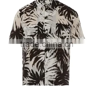 Palm Leaf Print Short Sleeved Shirt With Chest Pocket thumbnail-2