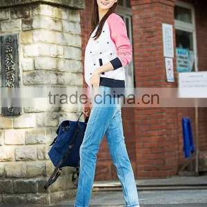 Light Grey Long-sleeved Jacket Pink Baseball Tide Mode thumbnail-3