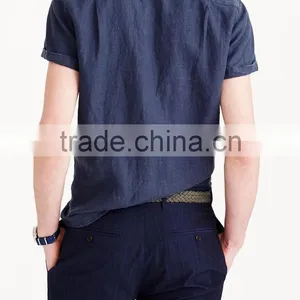 2015 SHORT-SLEEVE IRISH LINEN SHIRT Costume Slim Fit thumbnail-3