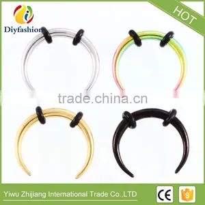 5 Colored Indian Nose Hoop Stainless Steel Nose Rings thumbnail-2