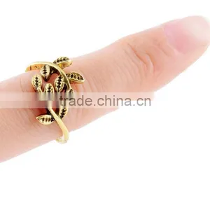 Laurel Branch Statement Leaf Rings Gold Plated Minimalist Jewelry Resizable thumbnail-2