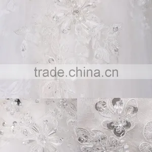 2017 Elegant Beadings Mermaid V-neck Straps Floor-length White Lace Wedding Dress F13502 thumbnail-6