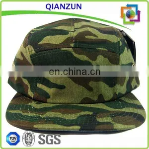 Custom Gold Cotton Hat/ Leather Strap Button 5 Panel Hat Cap thumbnail-2