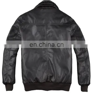 2015 Lastest Fashion Leather Top Grade Fur Collar Coat Men thumbnail-3