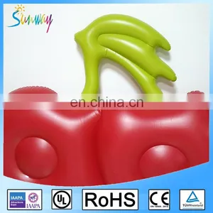 6P PVC Inflatable Pool Float Lounger, OEM Water Sport Cherry Air Mattress thumbnail-2