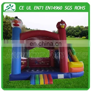 Colorful Inflatable Bouncer Slide Castle With Rage Bird Themed Park for Kids thumbnail-1