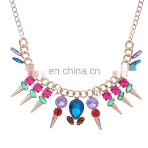 Fashion Colorful Bead Rivet Necklace Fashion Jewellry Silver/chain Jewellry Necklace thumbnail-1
