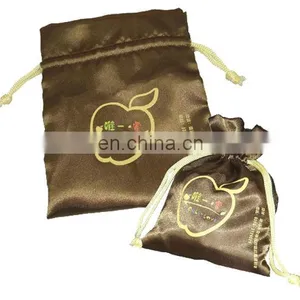 Custom High Quality Satin Gift Drawstring Bag With Logo Printed Satin Gift Pouch Wholesale thumbnail-1
