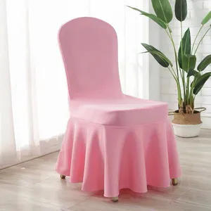 Red Elastic Stretch Air Spandex Skirt Banquet Chair Covers for Wedding Party Banquet Event thumbnail-3