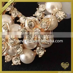 Rhinestone Brooches Soldering Big Crystal Pearls Vintage Flower Rhinestone Brooches for Women FB-026 thumbnail-4
