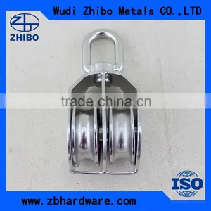 High Quality Pulleys Double Wheel, Metal Nickel Plating Pulley Block Double Wheel thumbnail-1