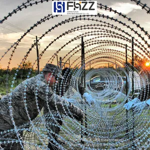 Double Spiral Cross Razor Barbed Wire Barrier With Concertina Coil for Border Line thumbnail-2
