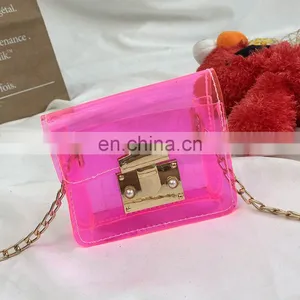 2020 Wholesale Fashion Korea, Version Cute Little Baby Girls Candy Neon Clear Jelly Bag Purse Shoulder Bag Kid Handbag/ thumbnail-4