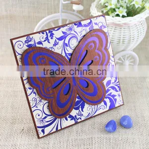2016 New Fashion Design Customized Blue Invitation Wedding Cards thumbnail-3