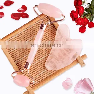 Rose Quartz Jade Roller With Gua Sha Board Mini Eye Jade Roller Set Facial Beauty Massage Jade Roller thumbnail-2