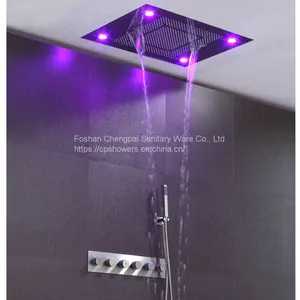 Bathroom Shower Set Colorful LED Lighting Showerhead With Rainfall Waterfall Rain Curtain Sanitary Ware thumbnail-1