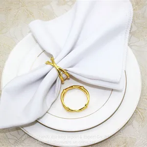 Spot Simple Style Bamboo Metal Golden Buckle Napkin Ring For Event Decoration thumbnail-4