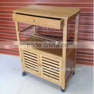 Bamboo Kitchen Cart With Drawer&Door thumbnail-1