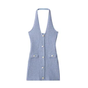 New Women's European and American Style Fashionable Elastic Neck Hanging Collar Dress thumbnail-5