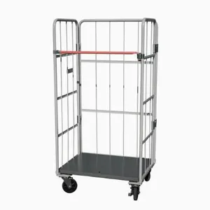 Warehouse Galvanized Wire Roller Cart Wholesale, Cage Trolley Milk Trolley thumbnail-2