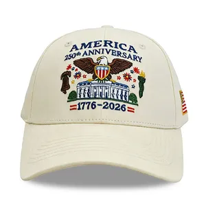 OEM United States of American 250th Anniversary Cap Custom Men 6 Panel Black Embroidery Logo Baseball Hat Sport Cap Classic Adjustable Hat thumbnail-2