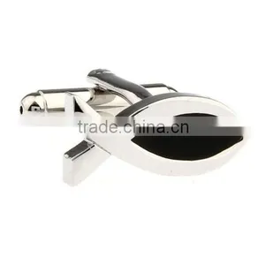 High Polished Stainless Steel Fish Ichthys Cufflinks thumbnail-1