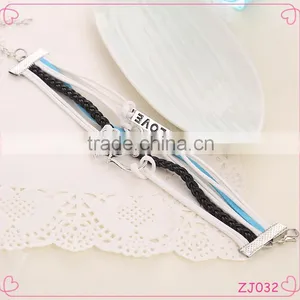 Women's and Men's Love Woven Leather Bracelet Best Friendship Jewelry thumbnail-1