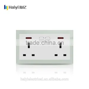 Haiyi China Supplier British Standard Double 13A 250V Electrical Wall Switch Sockets thumbnail-1