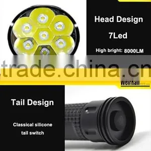 (160344) High Lumen Aluminum Alloy 7led 8000lm Hunting Powerful Flashlight thumbnail-3