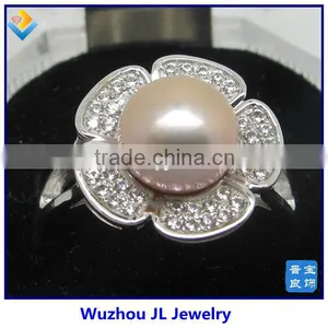 Elegance Pearl Flower 925 Sterling Silver Ring Jewelry For Fashion Party thumbnail-1