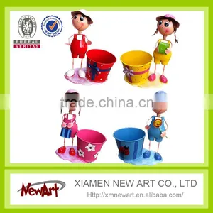 Metal Crafts Boy and Girl With Pot Art and Craft Metal Garden Decoration Quality Choice thumbnail-1