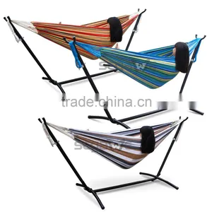 Double Hammock With Space-Saving Steel Stand Summer Outdoor Relax Bag Include thumbnail-1