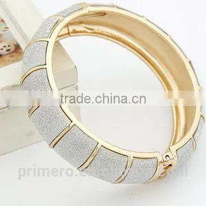 New Glitter Matte Sliver Bracelet Simple 18k Gold-Plated Opening Enamel Bangles thumbnail-3