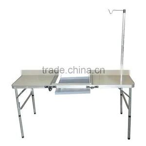 Folding Barbecue BBQ Table With Iron Pan&lamp Holder thumbnail-1